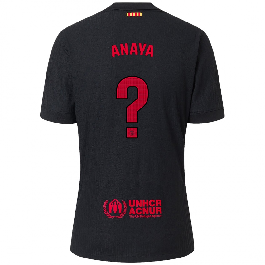 Enfant Maillot Joan Anaya #0 Noir Rouge Tenues Extérieur 2024/25 T-Shirt Suisse