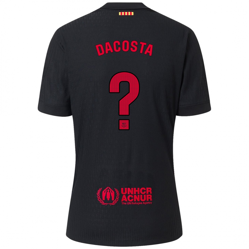 Enfant Maillot Raúl Dacosta #0 Noir Rouge Tenues Extérieur 2024/25 T-Shirt Suisse