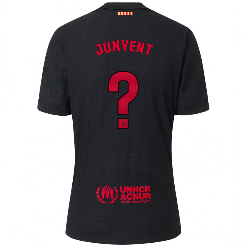 Enfant Maillot Quim Junyent #0 Noir Rouge Tenues Extérieur 2024/25 T-Shirt Suisse