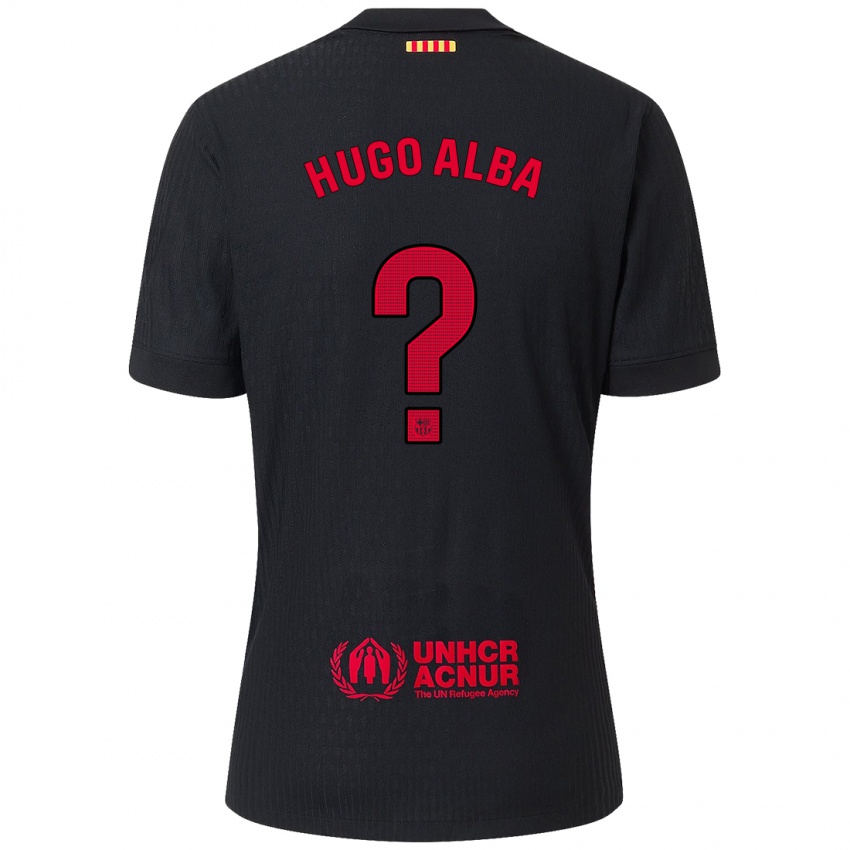 Enfant Maillot Hugo Alba #0 Noir Rouge Tenues Extérieur 2024/25 T-Shirt Suisse