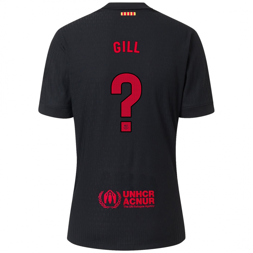 Kinder Adrian Gill #0 Schwarz Rot Auswärtstrikot Trikot 2024/25 T-Shirt Schweiz