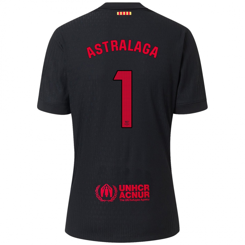 Enfant Maillot Ander Astralaga #1 Noir Rouge Tenues Extérieur 2024/25 T-Shirt Suisse