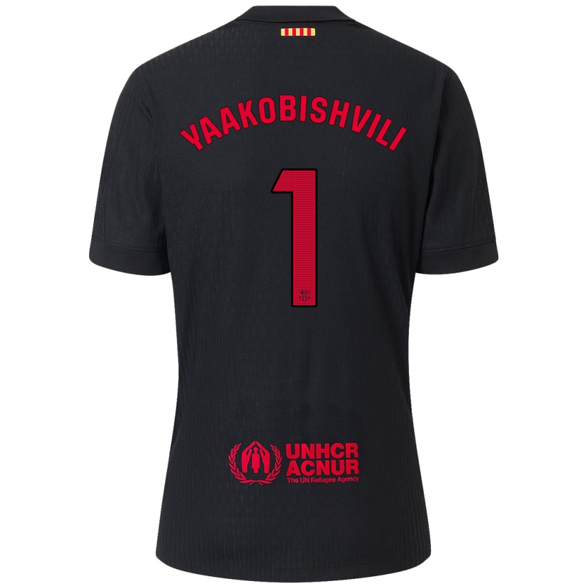 Enfant Maillot Áron Yaakobishvili #1 Noir Rouge Tenues Extérieur 2024/25 T-Shirt Suisse