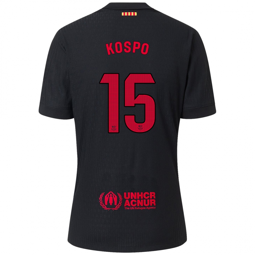 Kinder Eman Kospo #15 Schwarz Rot Auswärtstrikot Trikot 2024/25 T-Shirt Schweiz