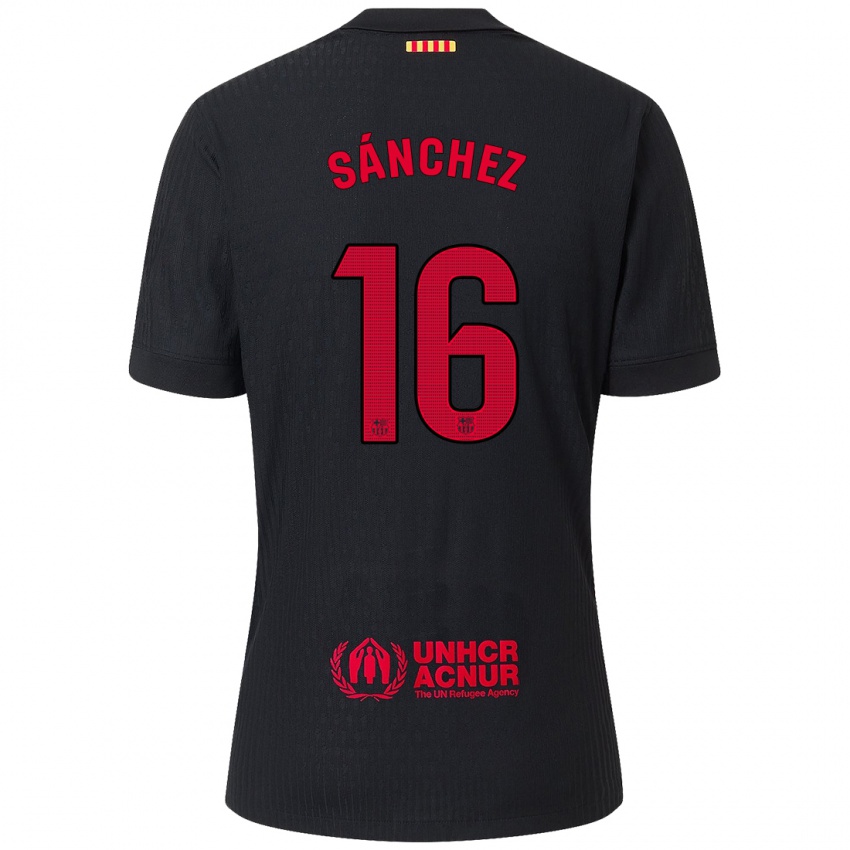 Kinder Edu Sánchez #16 Schwarz Rot Auswärtstrikot Trikot 2024/25 T-Shirt Schweiz