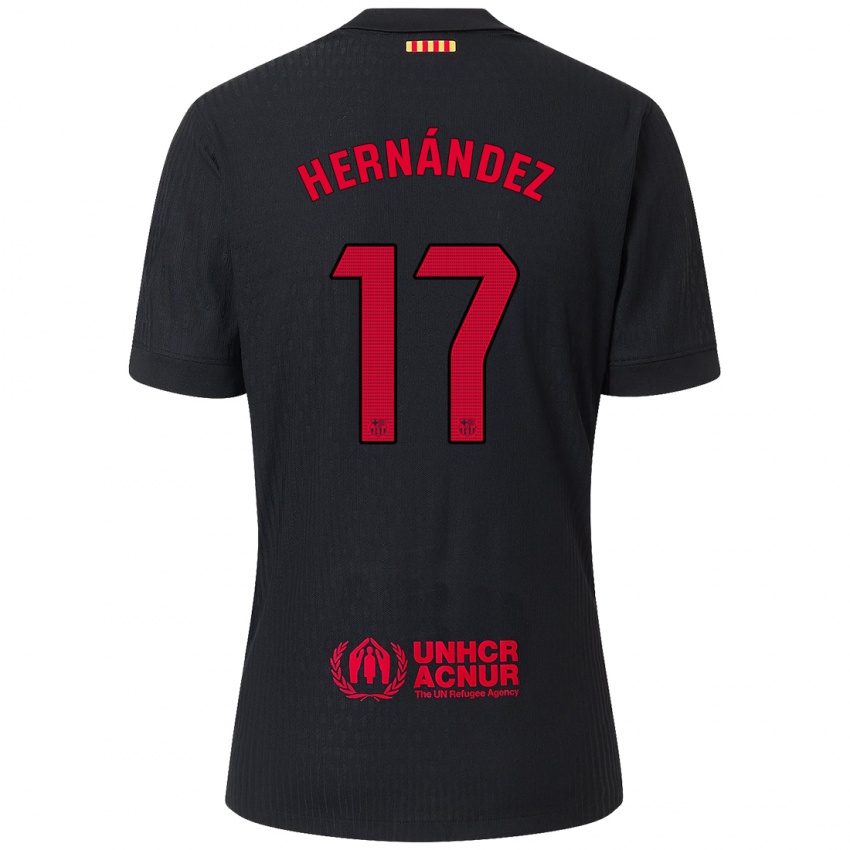 Enfant Maillot Juan Hernández #17 Noir Rouge Tenues Extérieur 2024/25 T-Shirt Suisse