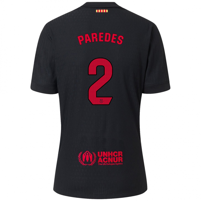 Enfant Maillot Irene Paredes #2 Noir Rouge Tenues Extérieur 2024/25 T-Shirt Suisse