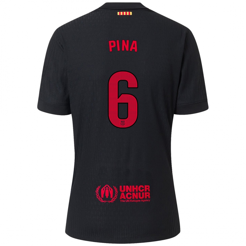 Enfant Maillot Claudia Pina #6 Noir Rouge Tenues Extérieur 2024/25 T-Shirt Suisse