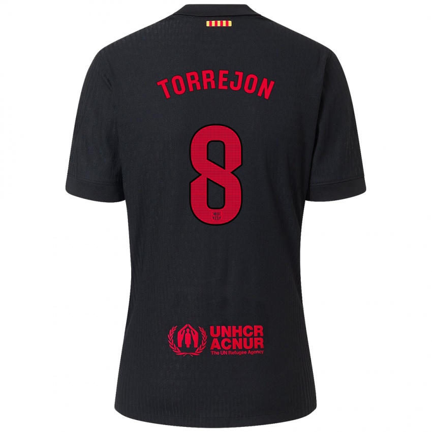 Enfant Maillot Marta Torrejón #8 Noir Rouge Tenues Extérieur 2024/25 T-Shirt Suisse