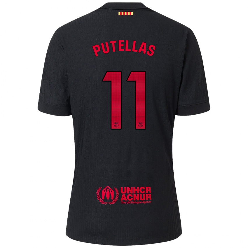 Enfant Maillot Alexia Putellas #11 Noir Rouge Tenues Extérieur 2024/25 T-Shirt Suisse