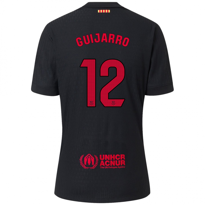 Enfant Maillot Patricia Guijarro #12 Noir Rouge Tenues Extérieur 2024/25 T-Shirt Suisse