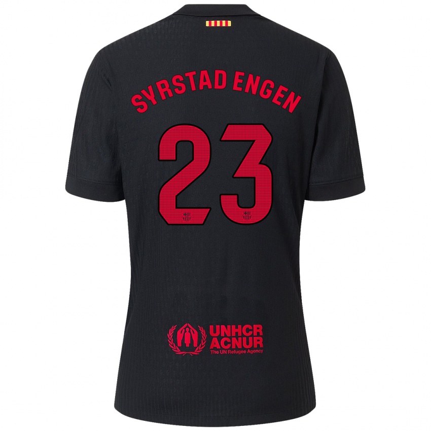 Enfant Maillot Ingrid Syrstad Engen #23 Noir Rouge Tenues Extérieur 2024/25 T-Shirt Suisse