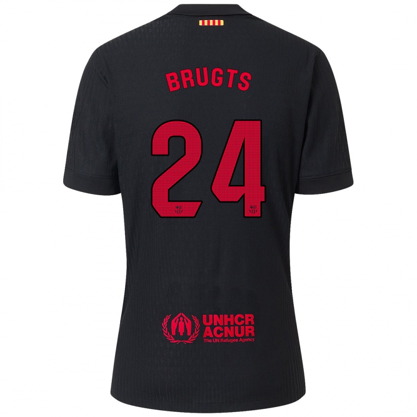 Enfant Maillot Esmee Brugts #24 Noir Rouge Tenues Extérieur 2024/25 T-Shirt Suisse