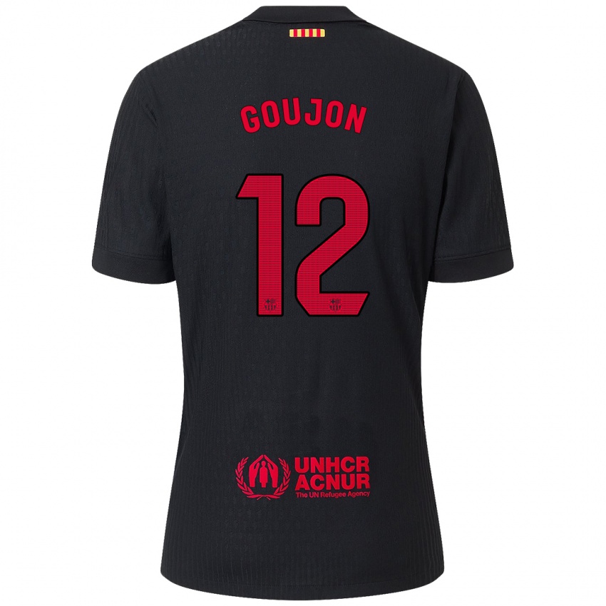 Kinder Iker Goujón #12 Schwarz Rot Auswärtstrikot Trikot 2024/25 T-Shirt Schweiz