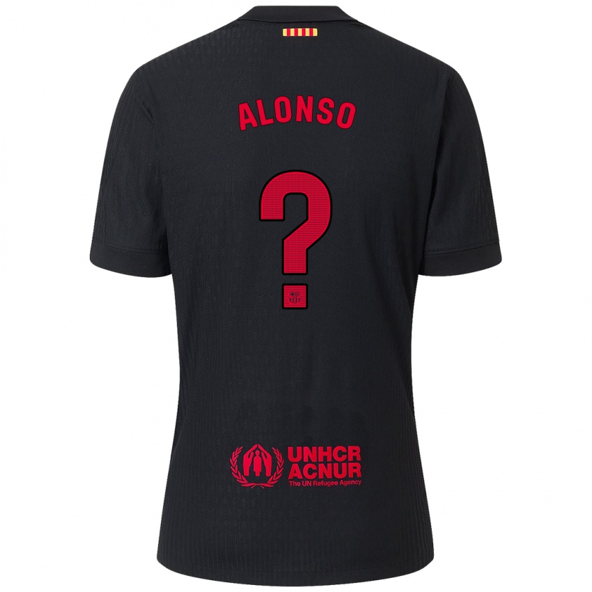 Enfant Maillot Aáron Alonso #0 Noir Rouge Tenues Extérieur 2024/25 T-Shirt Suisse