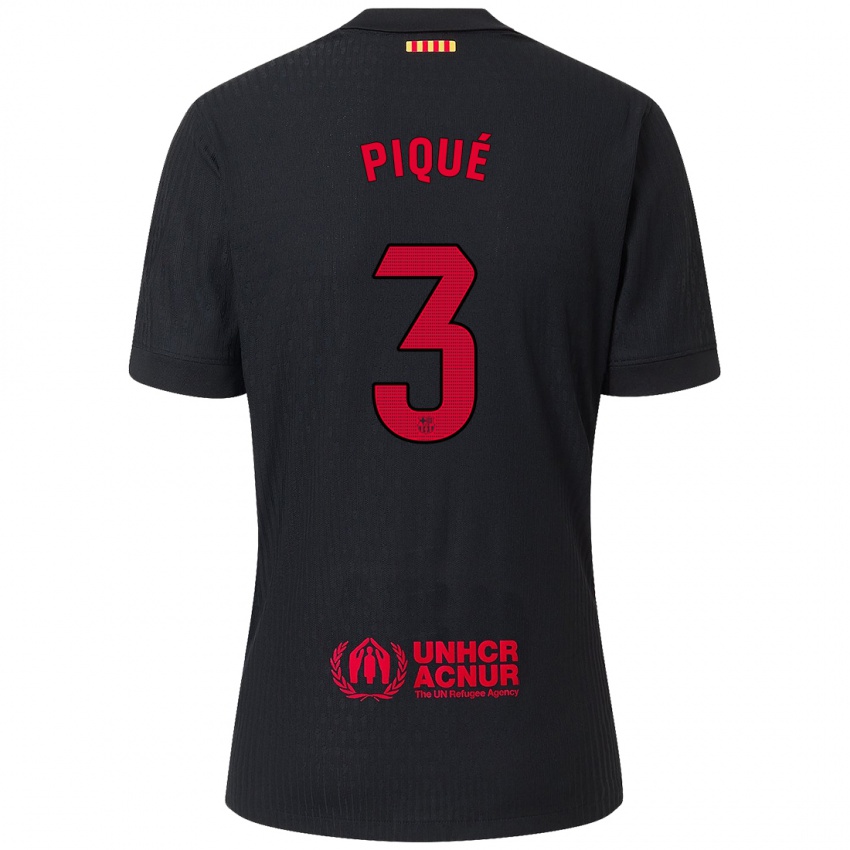 Enfant Maillot Gerard Pique #3 Noir Rouge Tenues Extérieur 2024/25 T-Shirt Suisse