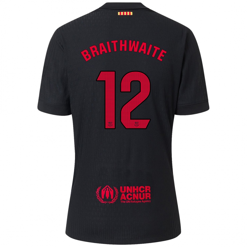 Enfant Maillot Martin Braithwaite #12 Noir Rouge Tenues Extérieur 2024/25 T-Shirt Suisse