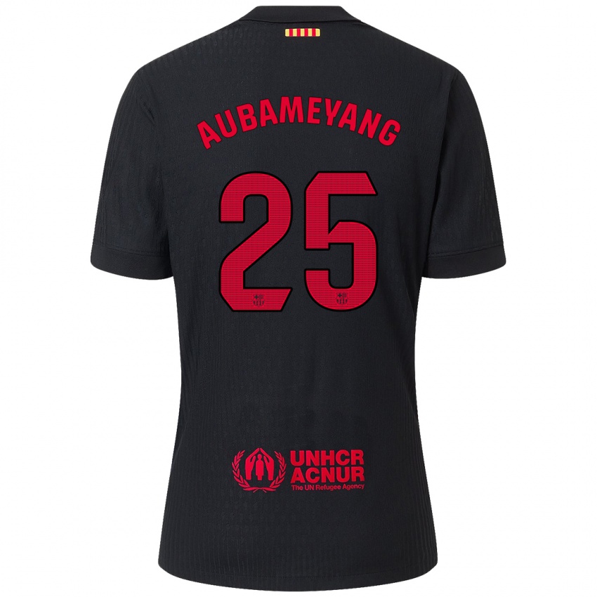 Enfant Maillot Pierre Emerick Aubameyang #25 Noir Rouge Tenues Extérieur 2024/25 T-Shirt Suisse