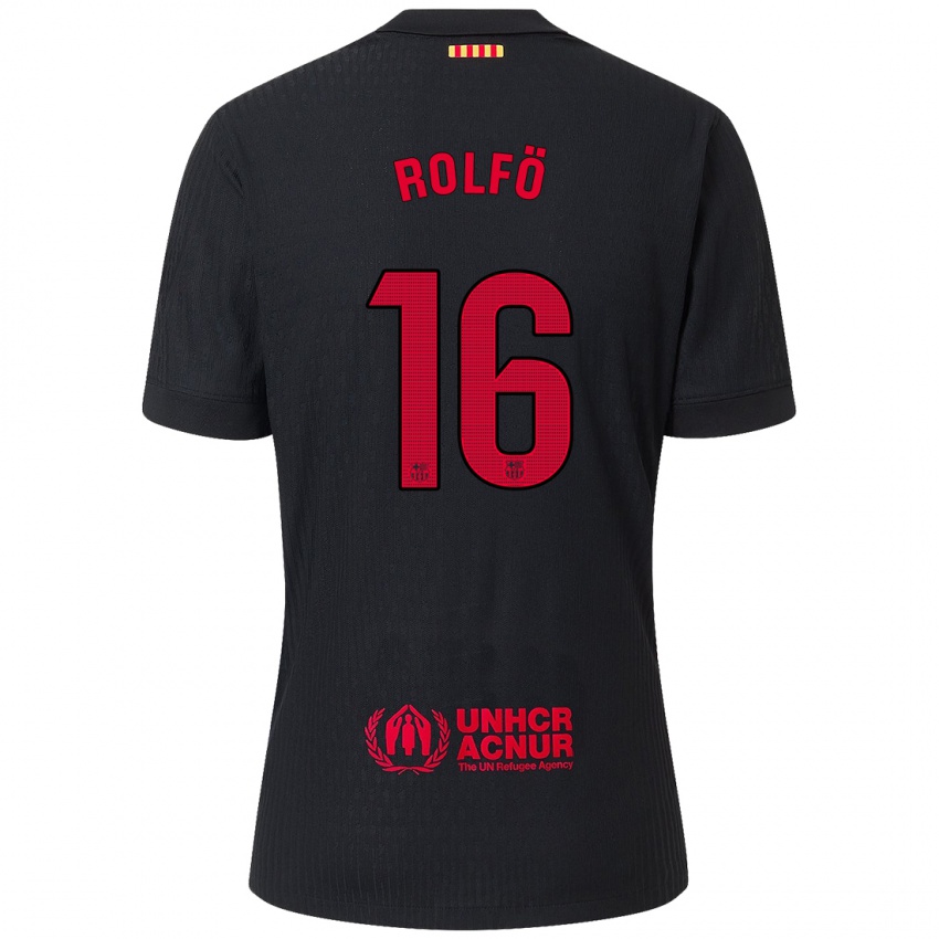 Enfant Maillot Fridolina Rolfo #16 Noir Rouge Tenues Extérieur 2024/25 T-Shirt Suisse