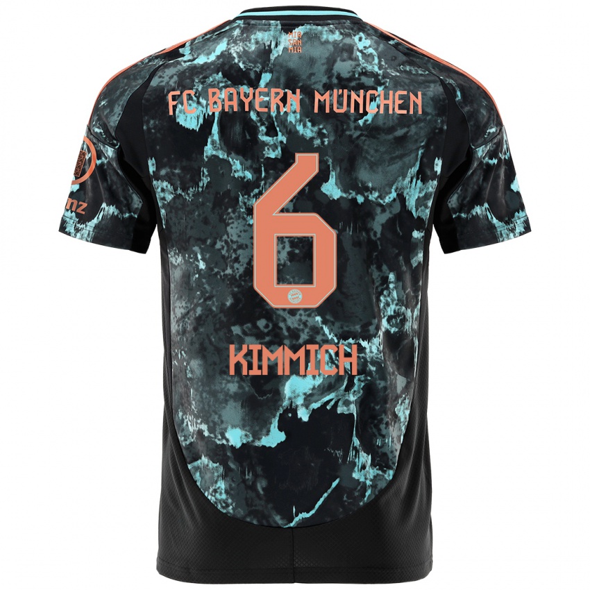 Kinder Joshua Kimmich #6 Schwarz Auswärtstrikot Trikot 2024/25 T-Shirt Schweiz