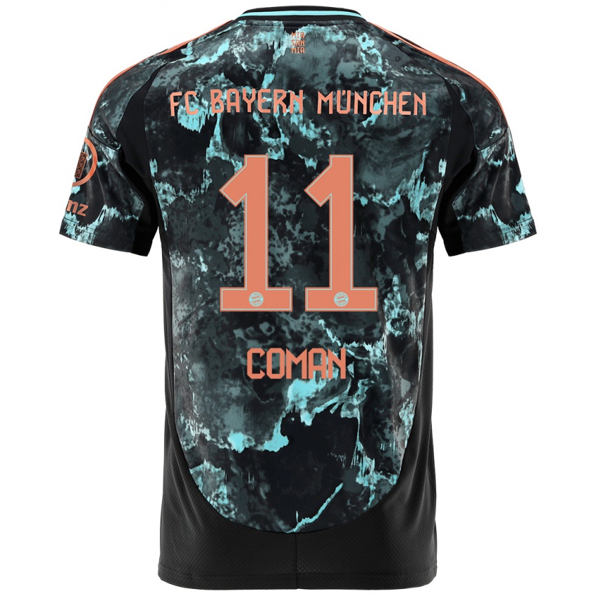 Kinder Kingsley Coman #11 Schwarz Auswärtstrikot Trikot 2024/25 T-Shirt Schweiz