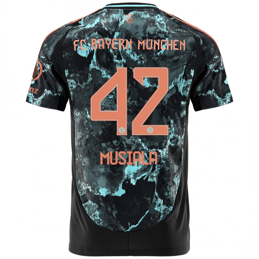 Kinder Jamal Musiala #42 Schwarz Auswärtstrikot Trikot 2024/25 T-Shirt Schweiz