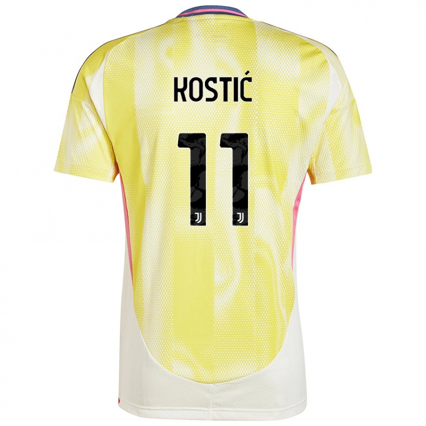 Kinder Filip Kostic #11 Solargelb Auswärtstrikot Trikot 2024/25 T-Shirt Schweiz