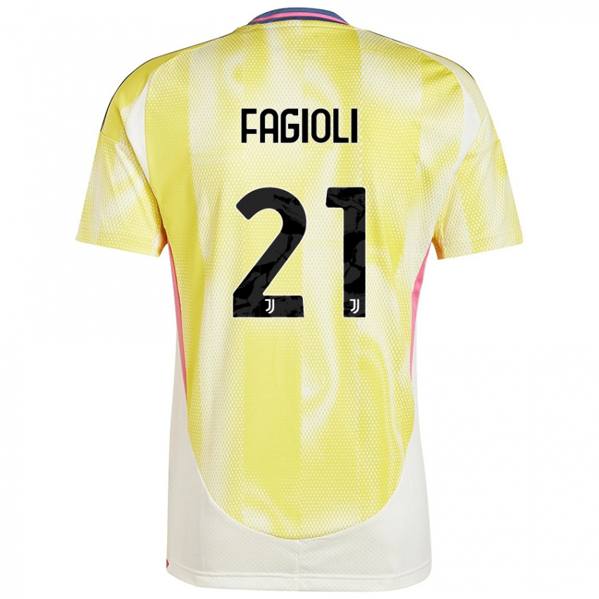 Kinder Nicolo Fagioli #21 Solargelb Auswärtstrikot Trikot 2024/25 T-Shirt Schweiz