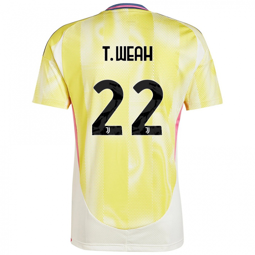 Kinder Timothy Weah #22 Solargelb Auswärtstrikot Trikot 2024/25 T-Shirt Schweiz