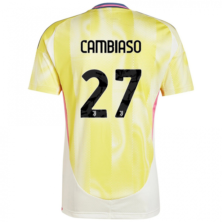 Kinder Andrea Cambiaso #27 Solargelb Auswärtstrikot Trikot 2024/25 T-Shirt Schweiz