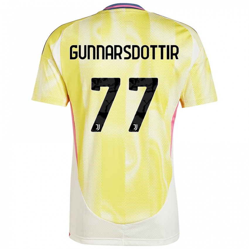 Kinder Sara Bjork Gunnarsdottir #77 Solargelb Auswärtstrikot Trikot 2024/25 T-Shirt Schweiz