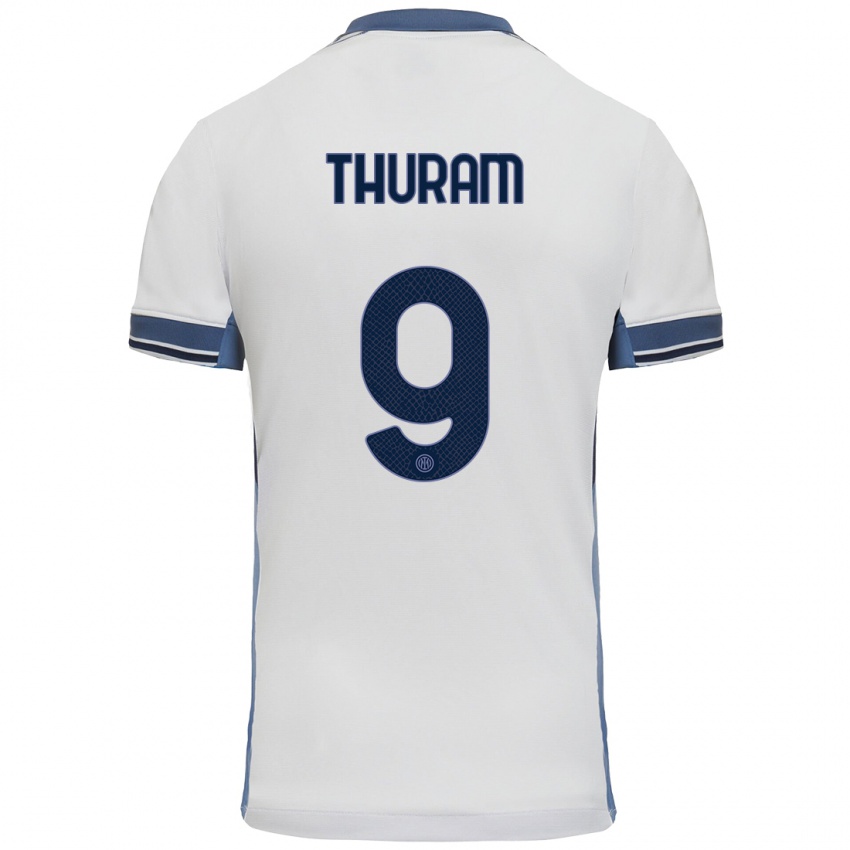 Kinder Marcus Thuram #9 Weißgrau Auswärtstrikot Trikot 2024/25 T-Shirt Schweiz