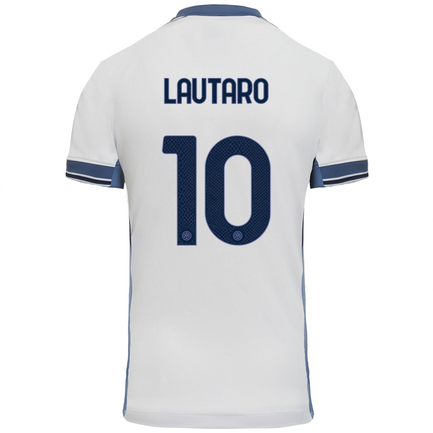 Kinder Lautaro Martinez #10 Weißgrau Auswärtstrikot Trikot 2024/25 T-Shirt Schweiz