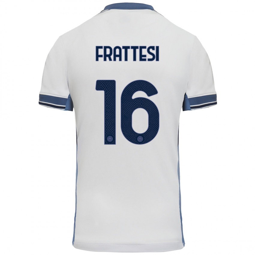 Enfant Maillot Davide Frattesi #16 Blanc Gris Tenues Extérieur 2024/25 T-Shirt Suisse