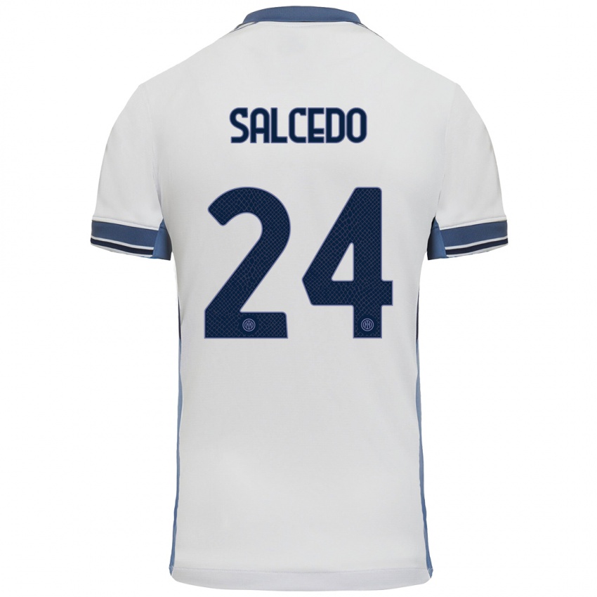 Kinder Eddie Salcedo #24 Weißgrau Auswärtstrikot Trikot 2024/25 T-Shirt Schweiz