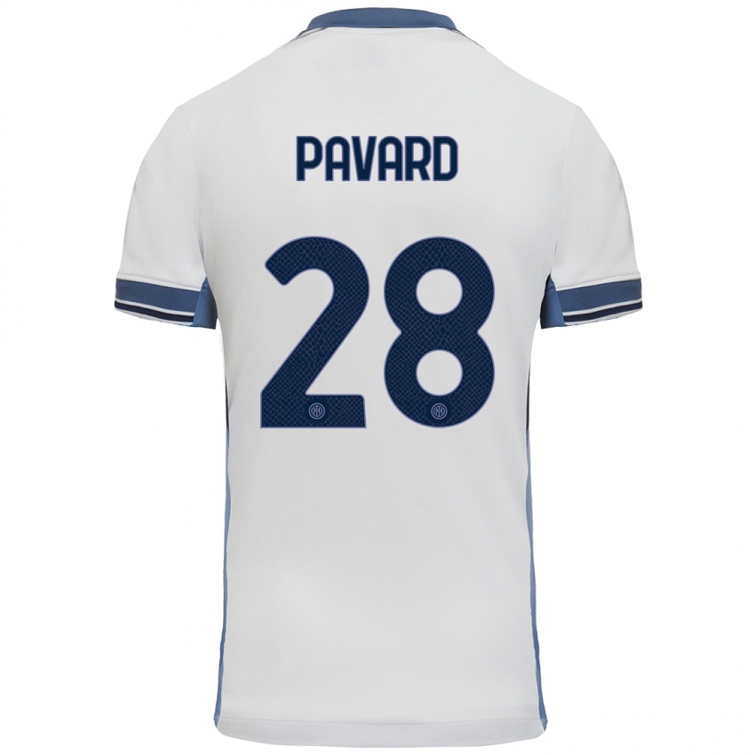 Enfant Maillot Benjamin Pavard #28 Blanc Gris Tenues Extérieur 2024/25 T-Shirt Suisse