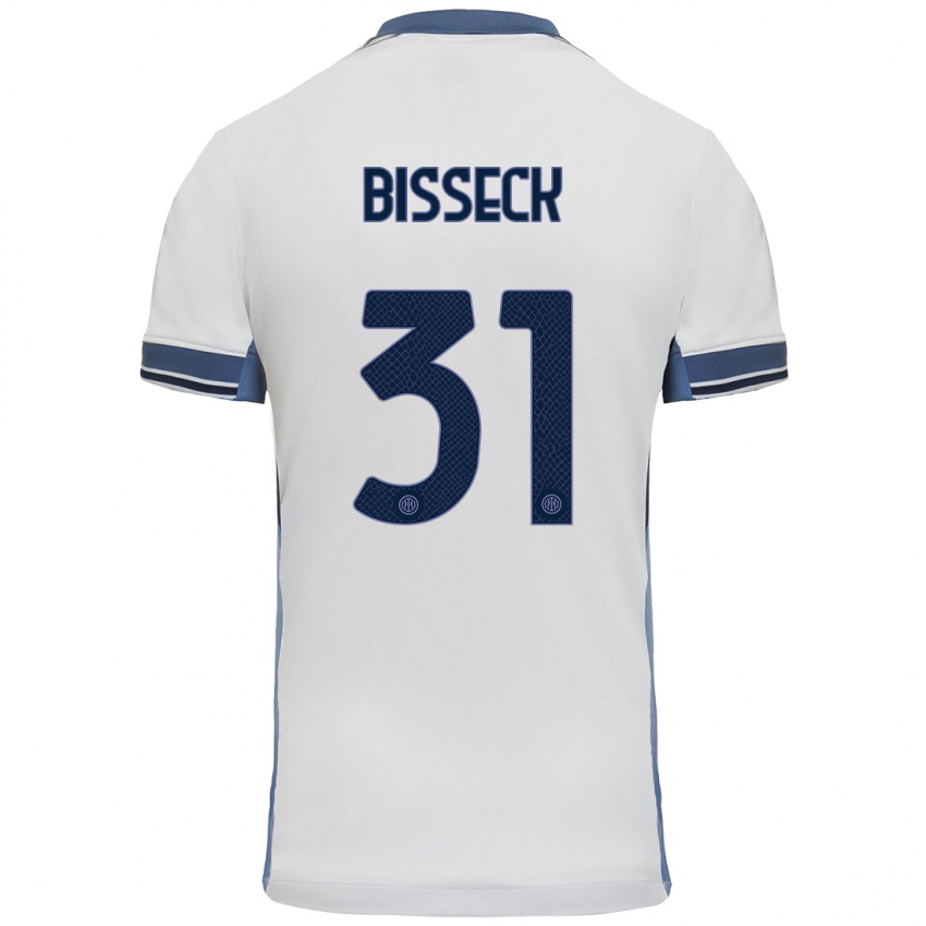 Kinder Yann Bisseck #31 Weißgrau Auswärtstrikot Trikot 2024/25 T-Shirt Schweiz