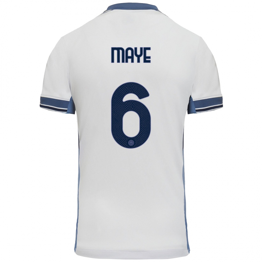 Enfant Maillot Yvan Maye #6 Blanc Gris Tenues Extérieur 2024/25 T-Shirt Suisse