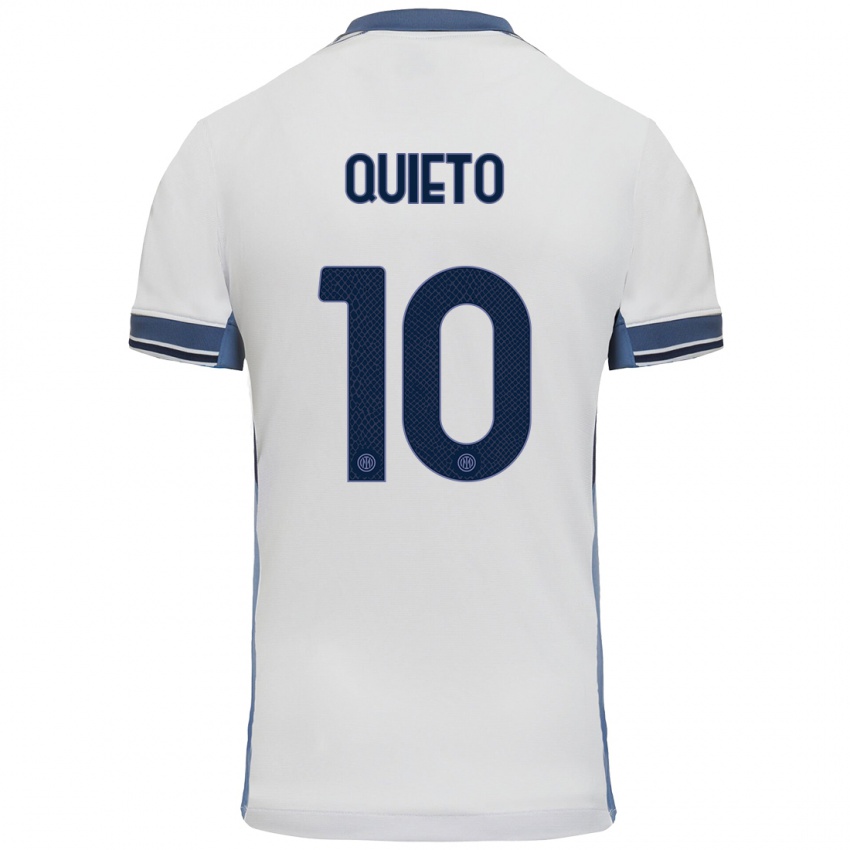 Enfant Maillot Daniele Quieto #10 Blanc Gris Tenues Extérieur 2024/25 T-Shirt Suisse