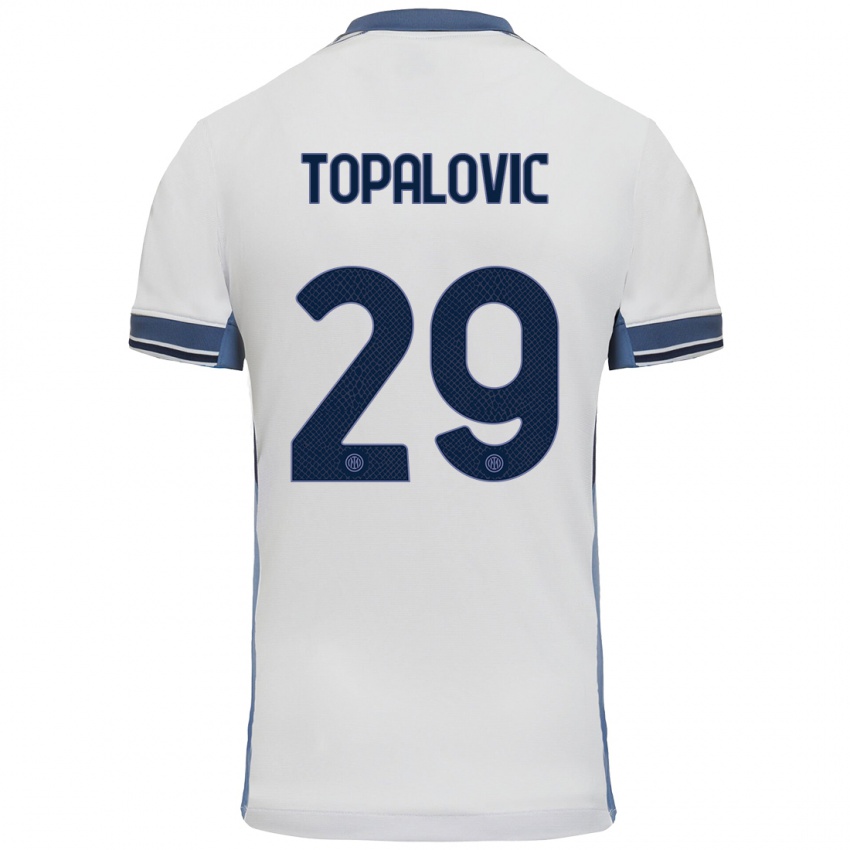 Enfant Maillot Luka Topalovic #29 Blanc Gris Tenues Extérieur 2024/25 T-Shirt Suisse