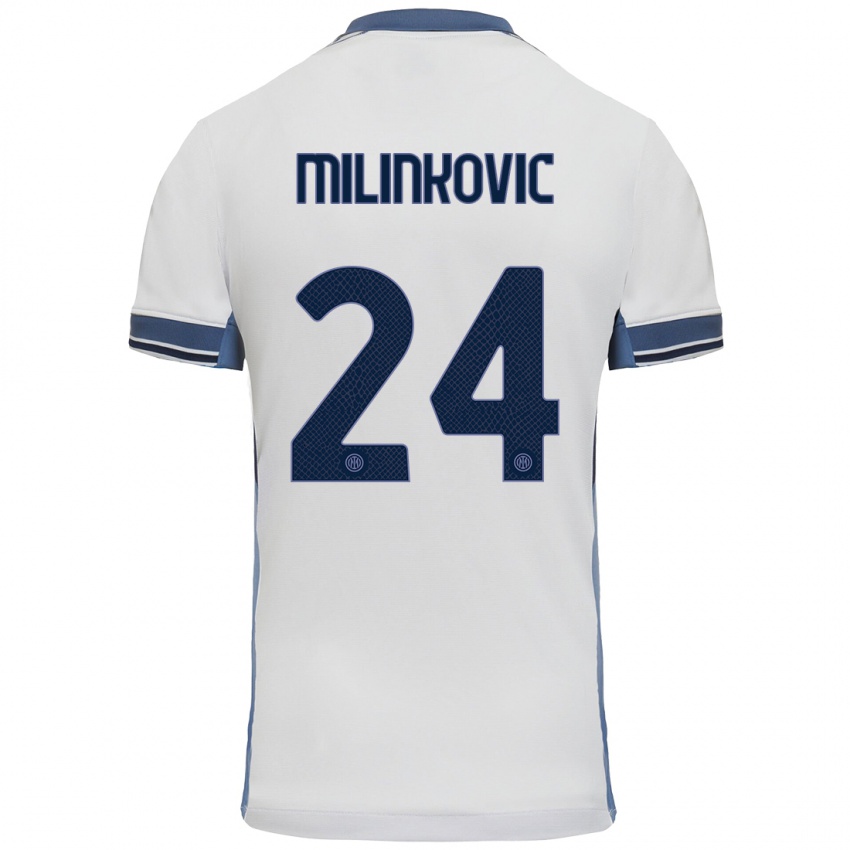 Enfant Maillot Marija Milinković #24 Blanc Gris Tenues Extérieur 2024/25 T-Shirt Suisse