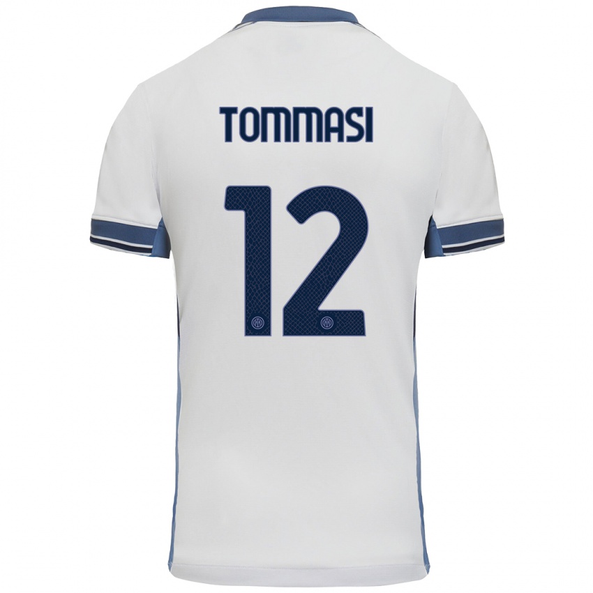 Enfant Maillot Francesco Tommasi #12 Blanc Gris Tenues Extérieur 2024/25 T-Shirt Suisse