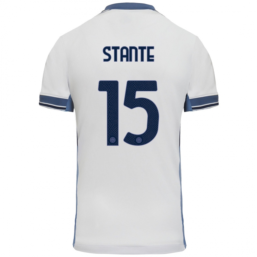 Enfant Maillot Francesco Stante #15 Blanc Gris Tenues Extérieur 2024/25 T-Shirt Suisse