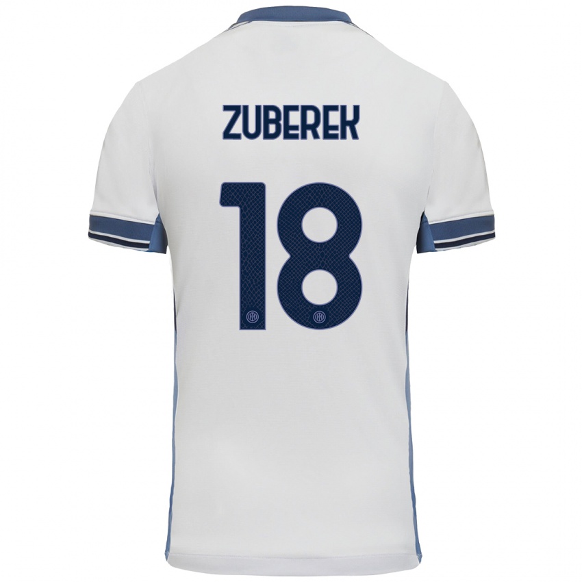 Enfant Maillot Jan Zuberek #18 Blanc Gris Tenues Extérieur 2024/25 T-Shirt Suisse