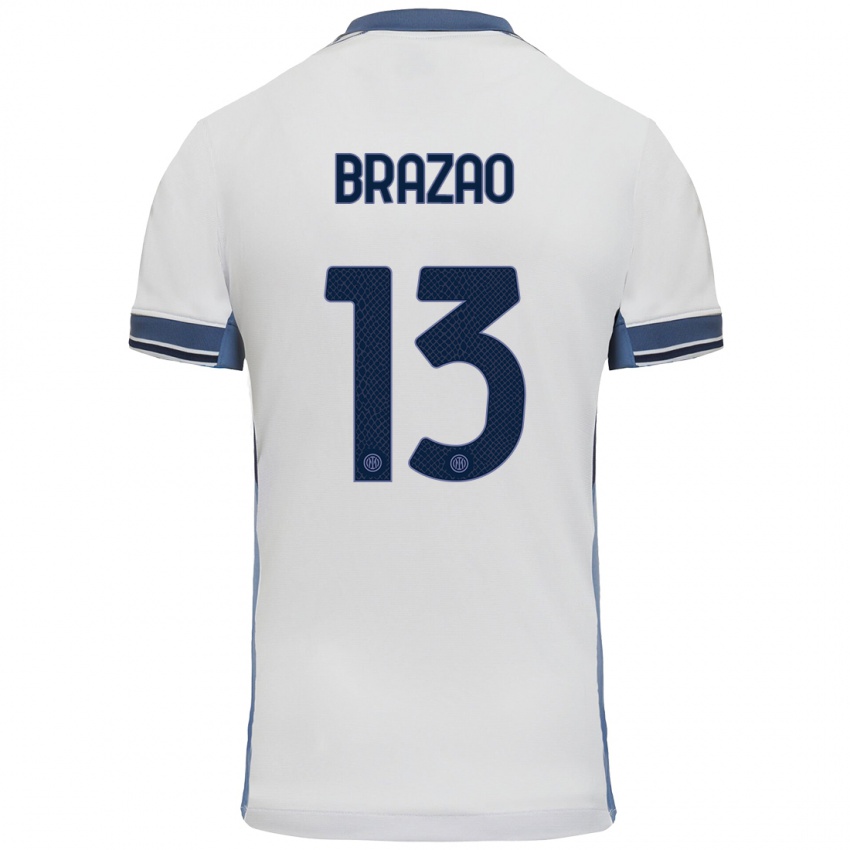 Enfant Maillot Gabriel Brazao #13 Blanc Gris Tenues Extérieur 2024/25 T-Shirt Suisse