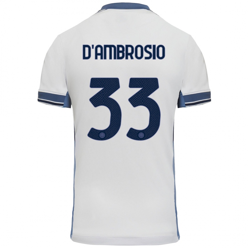 Enfant Maillot Danilo D'ambrosio #33 Blanc Gris Tenues Extérieur 2024/25 T-Shirt Suisse