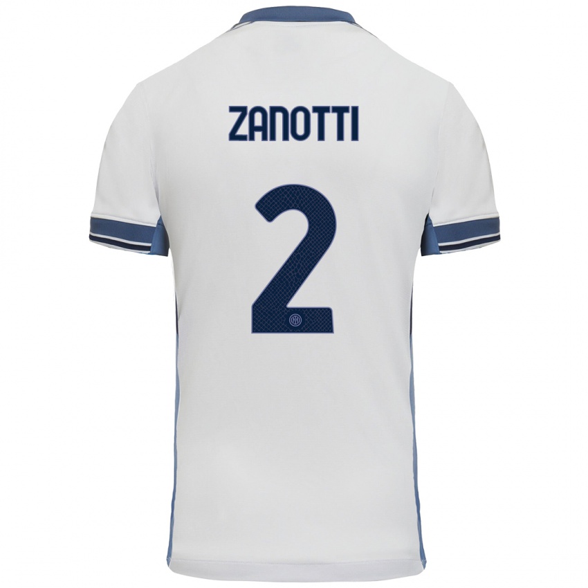 Enfant Maillot Mattia Zanotti #2 Blanc Gris Tenues Extérieur 2024/25 T-Shirt Suisse