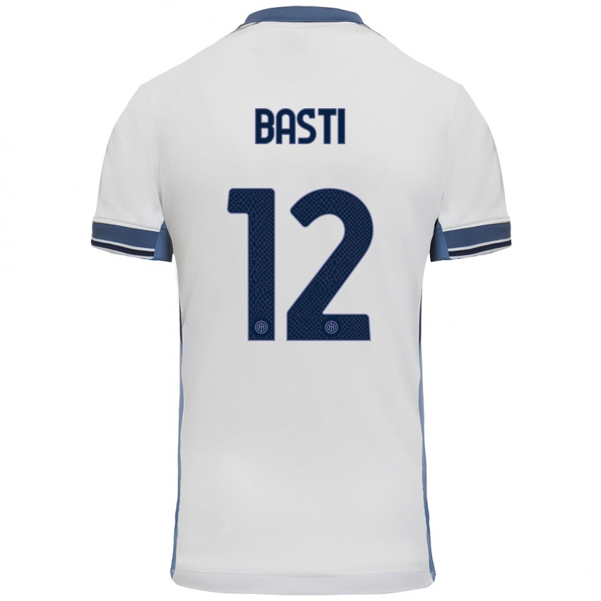 Enfant Maillot Matteo Basti #12 Blanc Gris Tenues Extérieur 2024/25 T-Shirt Suisse