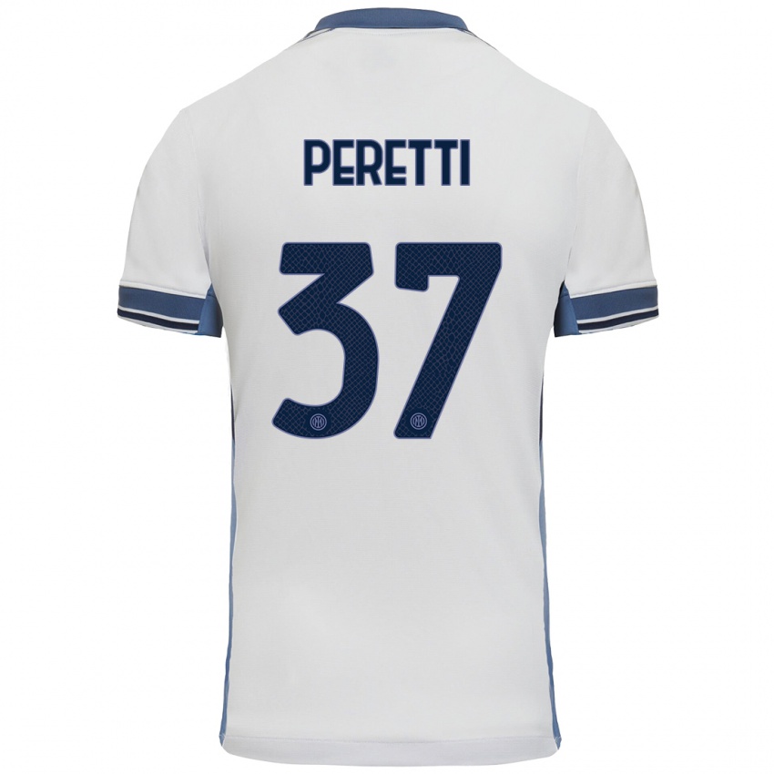 Kinder Lorenzo Peretti #37 Weißgrau Auswärtstrikot Trikot 2024/25 T-Shirt Schweiz