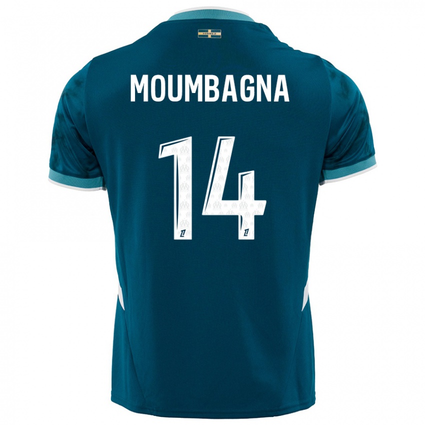 Enfant Maillot Faris Moumbagna #14 Turquoise Bleu Tenues Extérieur 2024/25 T-Shirt Suisse